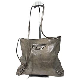Borsa City vintage Balenciaga in pelle grigio argento