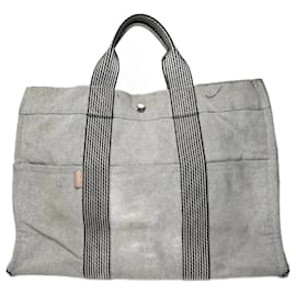 Borsa tote vintage Hermès in cotone bianco