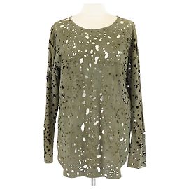 Top a maniche lunghe verde militare usurato Roberto Cavalli