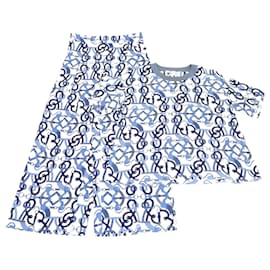 Conjunto de camiseta y pantalones impresos en azul/blanco de Hermès