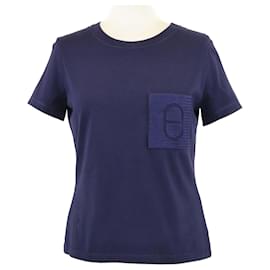Camiseta de bolsillo bordada Chain de Ancre azul marino Hermes - Hermès
