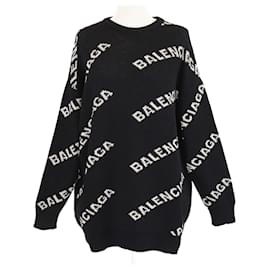 Suéter de punto con logo Balenciaga negro/crema