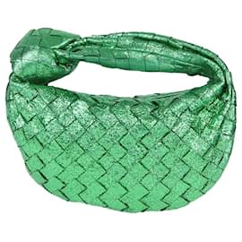Borsa Mini Jodie Intrecciato Metallica Verde di Bottega Veneta
