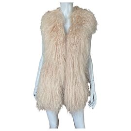 No Brand Chaleco Vivikes Luxe Edition de piel de cordero mongol beige algodón M
