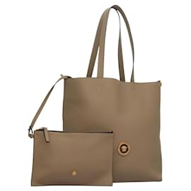 Tote Bag aus Leder Beige Gold Auth am8882 - Versace