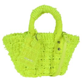 Balenciaga Borsa Bistro XXS in lana 2 in 1 gialla argento autentica 135947M