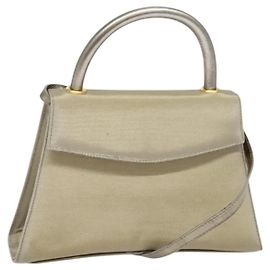 Borsa a mano Salvatore Ferragamo in nylon 2 in 1 grigio oro Auth sw1144