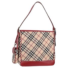 Borsa a spalla Burberry Nova Check Blue Label in tela beige argento autentica BA4179