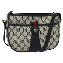Gucci GG Supreme Sherry Line Schultertasche PVC Marine Gold 89 02 032 Auth yk18894