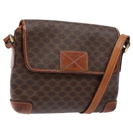 Céline Bolso de Hombro de Lona Macadam CELINE PVC Marrón Dorado Auth 133924