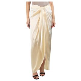 Johanna Ortiz Falda midi de seda crema - talla UK 10