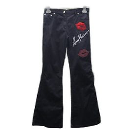 Pantalones ROCCOBAROCCO Negros de Algodón con Detalles de Strass