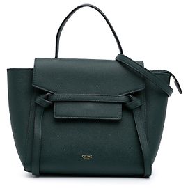 Céline Bolsa de cinto em couro de bezerro granulado nano verde Celine