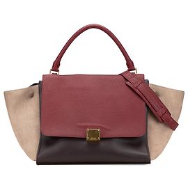 Céline Bolsa trapeze média em couro tricolor marrom Celine