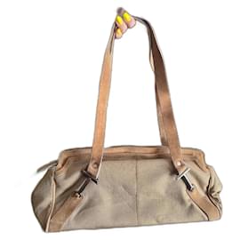 Tod's Handtasche beige aus Baumwolle und Pelz