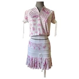 Dior Cherry Blossom Monogramm Rockanzug Rosa Viscose