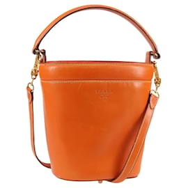 Borsa a Spalla PRADA in Pelle 2 in 1 Arancione Oro Auth ki5845