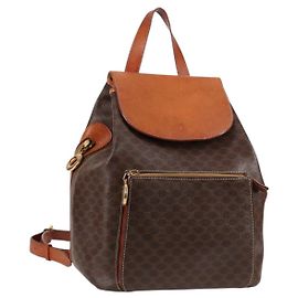 Céline Zaino in tela Macadam CELINE in pelle PVC marrone oro Auth 133049