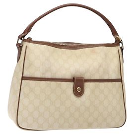 Borsa a Mano GUCCI GG Supreme PVC Bianco Oro 189898 Auth sw1305