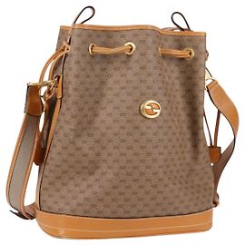 Gucci Borsa a Spalla Micro GG Supreme PVC Beige Oro Auth ep9824