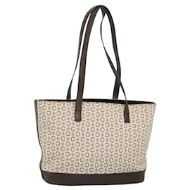Céline CELINE C Macadam Canvas Tote Bag Gold Weiß Auth ep9987