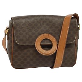 Céline Borsa a Spalla in Tela Macadam CELINE PVC Marrone Oro Auth 136046