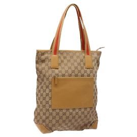Borsa Tote in Tela GG Gucci Beige Argento 019 0401 Auth ep9945