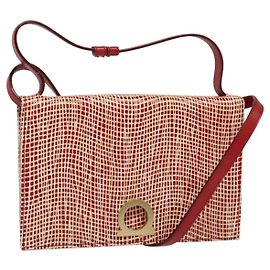 Portafoglio a spalla Salvatore Ferragamo Pelle Rossa Oro Auth sw1278