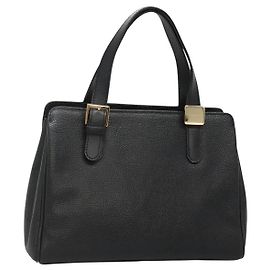 Borsa a mano in pelle nera e oro Auth ep9938 di BURBERRY