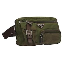 Borsa a vita PRADA in nylon khaki argento autentica ki5828 - Prada