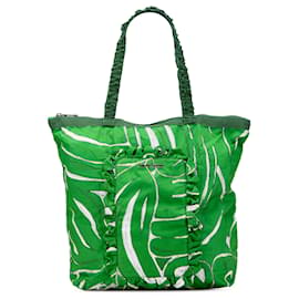 Miu Miu Grüner Canvas Bedruckter Ivy Tote