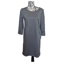 Liu.Jo Kurzes Liu Jo Kleid mit 3/4-Ärmeln in Schwarz und Blau mit Zickzackmuster Größe 38 / M