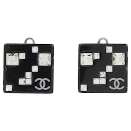 Orecchini a clip neri e argento Chanel