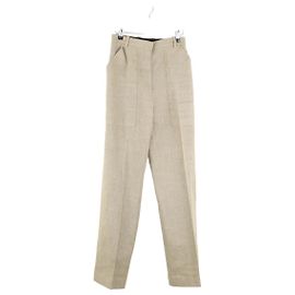 Céline Pantalón Recto de Lino Beige