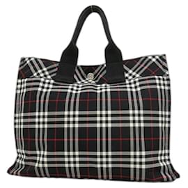 Borsa a mano Burberry Blue Label Nova Check in nylon grigio