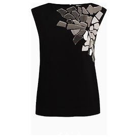 Top preto Loewe com detalhes de espelho