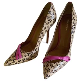 Dsquared2 High Heels aus Leder Leopardenmuster Rosa