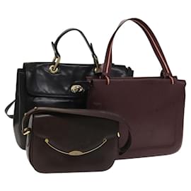 BALLY Borsa a Spalla in Pelle 3 Pezzi Bordeaux Nero Auth BA4827 - Bally