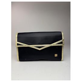Clutch in pelle e tela vintage Givenchy nero e oro