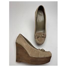 Vintage Gucci Wildlederpumps Horsebit EU37,5 grau