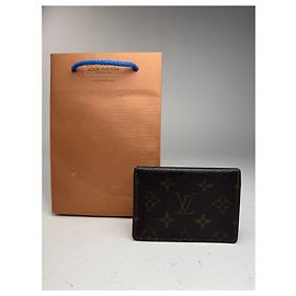 Tarjetero de cuero marrón Monogram Louis Vuitton Vintage