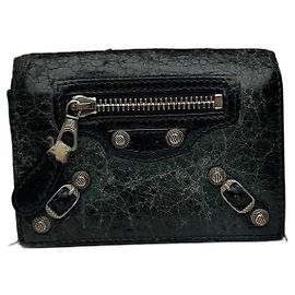 Vintage Balenciaga City Leather Card Holder Blue black