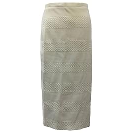 Texturierter Midi-Rock Iris & Ink aus cremefarbenem Polyester