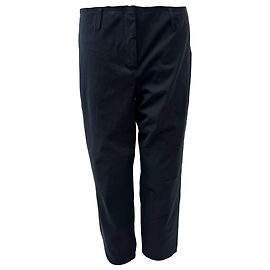Pantalones cropped de tiro bajo en algodón azul marino de Prada
