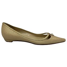 Ballerine a punta in pelle dorata decorate con glitter Jimmy Choo