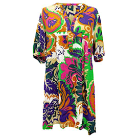 Abito Mini Arricciato Stampato Nilly in Viscosa Multicolore di Ba&Sh