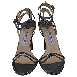 Sandalias de tacón Tizzy 100 Pixelated en cuero plateado de Jimmy Choo