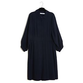 Christian Dior 2017 Marinefarbene Wollfaltenkleid FR42 Chiuri UK14 US12