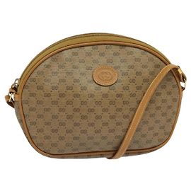 Gucci Bolsa de Ombro Micro GG Supreme PVC Bege Dourado 007 983 1113 Auth BA4814