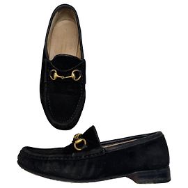 Mocasines Gucci Horsebit vintage de ante negro EU35,5
